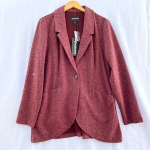 BETABRAND | NWT COZY OFFICE SWEATER BLAZER WOOL IN WINE RED SIZE XL